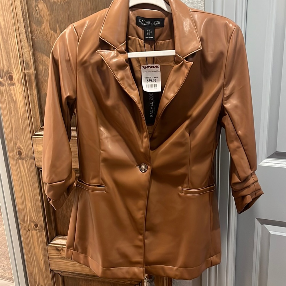 Rachel Zoe Brown Faux Leather Blazer